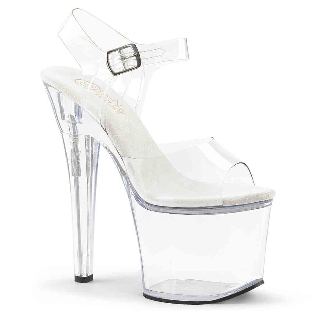 Pleaser - RADIANT708 Sandale à bride à la cheville, Pole dance chaussures - Chaussures de pole dance - Blanc Product image